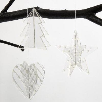 Acrylic Hanging Decorations decorated with Silver 3D Liner