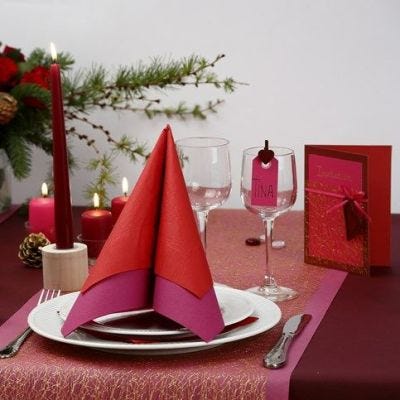 A red Greeting Card with gold netted Fabric