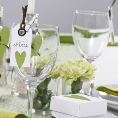 White and green Table Decorations from Happy Moments
