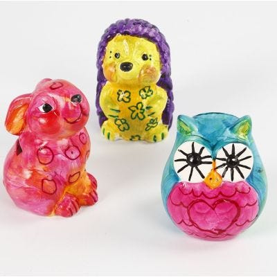 A Terracotta Money Box painted with A-Color Glass Paint