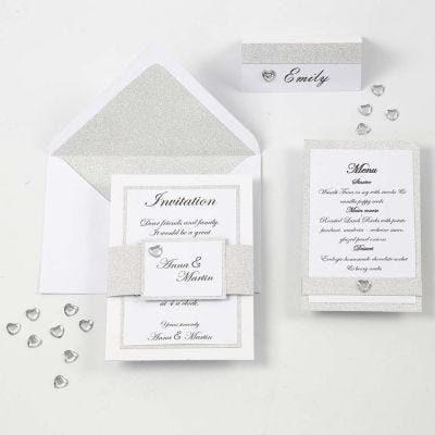 A white and silver Invitation