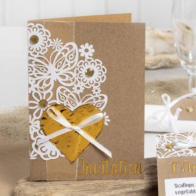 An Invitation decorated with Lace patterned Card