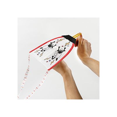 A Shaun the Sheep wacky flyer decorated with textile markers