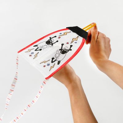 A Shaun the Sheep wacky flyer decorated with textile markers