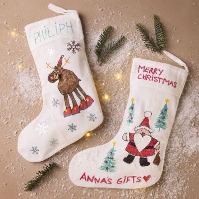 Christmas stocking decorated with textile markers