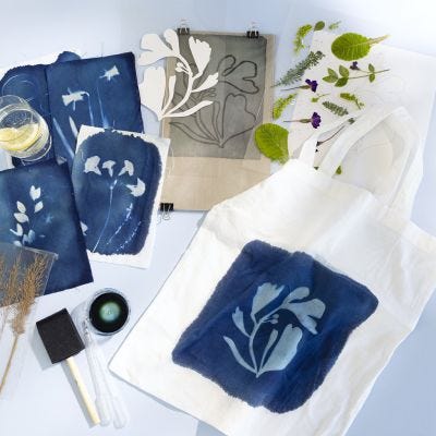 Cyanotype print on fabric