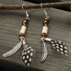 Earrings with Feathers and Beads