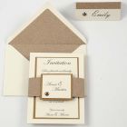 An off-white and copper Invitation and Place Card