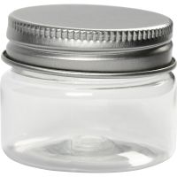 Plastic Jar with Screw-on Lid, H: 35 mm, D 45 mm, 10 pc/ 1 pack