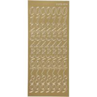 Stickers, numbers, 10x23 cm, gold, 1 sheet