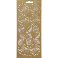 Stickers, daisies, 10x23 cm, gold, 1 sheet