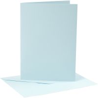 Cards and envelopes, card size 12,7x17,8 cm, envelope size 13,3x18,5 cm, 220 g, light blue, 4 set/ 1 pack