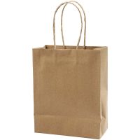 Paper Bag, H: 23 cm, W: 18x9 cm, 125 g, brown, 10 pc/ 1 pack