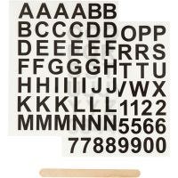 Rub-on Stickers, letters and numbers, H: 17 mm, 12,2x15,3 cm, black, 1 pack