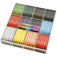 Colortime Wax Crayons, L: 10 cm, thickness 11 mm, assorted colours, 12x24 pc/ 1 pack