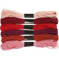 Embroidery Floss, thickness 1 mm, red harmony, 6 bundle/ 1 pack