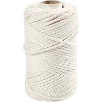 Macramé cord, L: 55 m, Dia. 4 mm, off-white, 330 g/ 1 roll
