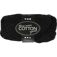 Cotton Yarn, no. 8/8, L: 80-85 m, size maxi , black, 50 g/ 1 ball