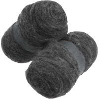 Carded Wool, natural grey, 2x100 g/ 1 pack