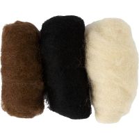 Carded Wool, black/off-white/brown harmony, 3x10 g/ 1 pack