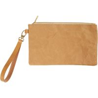 Faux Leather Clutch Bag, H: 18 cm, L: 21 cm, 350 g, light brown, 1 pc