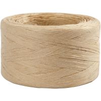 Paper Raffia Yarn, W: 7-8 mm, sand, 100 m/ 1 roll