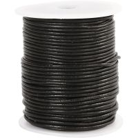 Leather Cord, thickness 2 mm, black, 50 m/ 1 roll