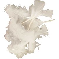 Feathers, size 7-8 cm, white, 50 g/ 1 pack