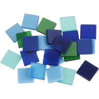 Mini Mosaic, size 10x10 mm, thickness 2 mm, blue/green harmony, 25 g/ 1 pack