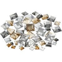 Rhinestones, square, size 6+9+12 mm, golden oil, 360 pc/ 1 pack
