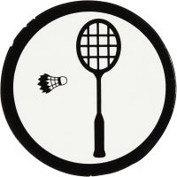 Cardboard Emblem, badminton racket, D 25 mm, white/black, 20 pc/ 1 pack