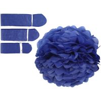 Tissue Pompons, D 20+24+30 cm, 16 g, dark blue, 3 pc/ 1 pack
