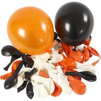 Balloons, Round, D 23-26 cm, black, orange, white, 100 pc/ 1 pack