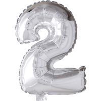 Foil Balloon, 2, H: 41 cm, silver, 1 pc