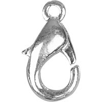 Lobster Claw Clasps, L: 12 mm, silver-plated, 5 pc/ 1 pack