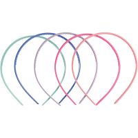 Hair Bands, W: 8 mm, assorted colours, 5 pc/ 1 pack