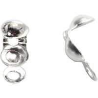 Bead tips with eyes, L: 8 mm, D 3 mm, silver-plated, 20 pc/ 1 pack