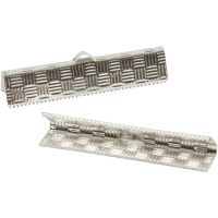 Fold-Over Ends, H: 6 mm, W: 34 mm, silver-plated, 6 pc/ 1 pack