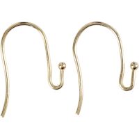 French Ear Wires, L: 21 mm, thickness 0,7 mm, gold-plated, 6 pc/ 1 pack