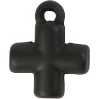 Cross, size 10x10 mm, hole size 1,5 mm, black, 4 pc/ 1 pack
