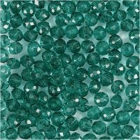 Faceted Beads, D 4 mm, hole size 1 mm, green, 45 pc/ 1 strand