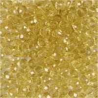 Faceted Beads, D 4 mm, hole size 1 mm, yellow, 45 pc/ 1 strand