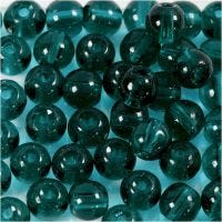 Glass Beads, D 4 mm, hole size 1 mm, green, 45 pc/ 1 strand