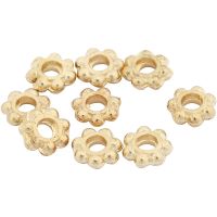 Spacer Bead, D 6 mm, hole size 2 mm, gold-plated, 100 pc/ 1 pack