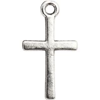 Cross pendant, size 10x18 mm, silver-plated, 20 pc/ 1 pack
