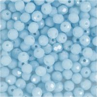 Faceted Beads, size 3x4 mm, hole size 0,8 mm, sea blue, 100 pc/ 1 pack