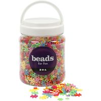 Novelty Shape Beads, D 7-13,5 mm, hole size 2 mm, assorted colours, 700 ml/ 1 tub, 270 g