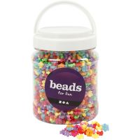 Shape Beads, D 9,5 mm, hole size 1,5 mm, assorted colours, 700 ml/ 1 tub, 380 g