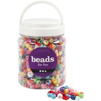 Plastic Beads, size 6-20 mm, hole size 1,5-6 mm, 700 ml/ 1 tub, 390 g