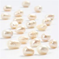 Freshwater Pearls, D 4 mm, hole size 1 mm, mother-of-pearl, 40 cm/ 1 pack